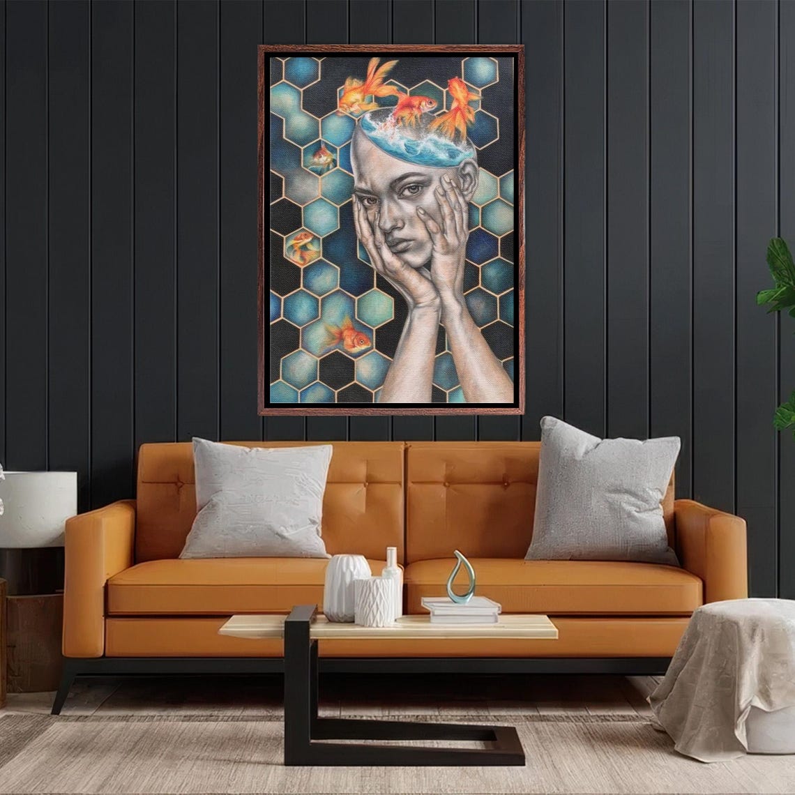 Surreal Woman And Fish Wall Art Next Generation Art Framed Wall Art Large Wall Art Surreal Wall Art - Image 2