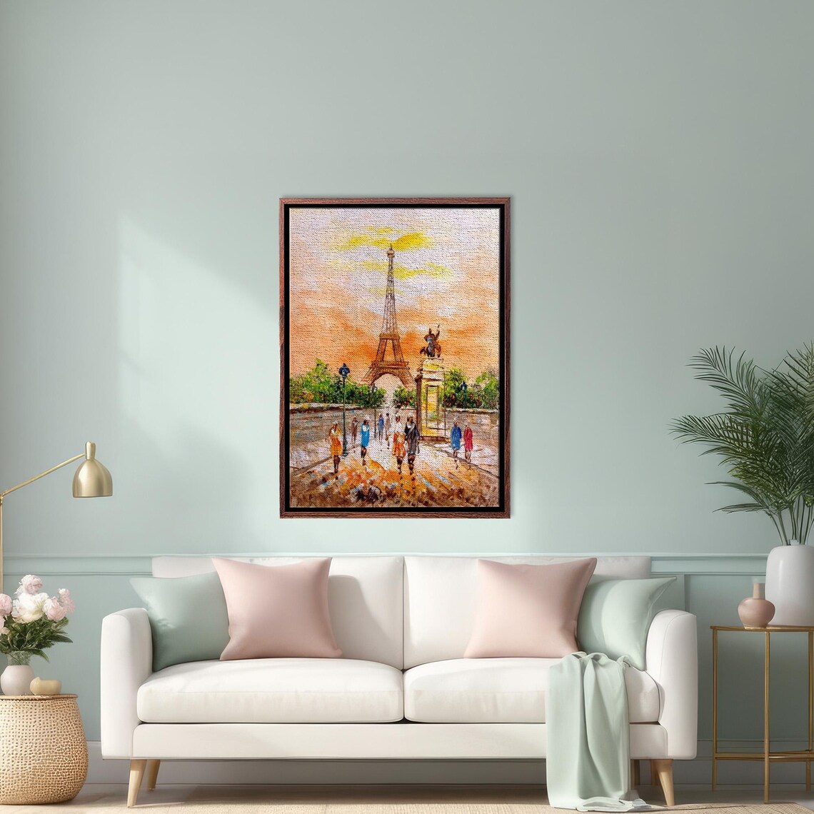 Eiffel Tower At Sunset Paris Street Scene Oil Painting Style Poster