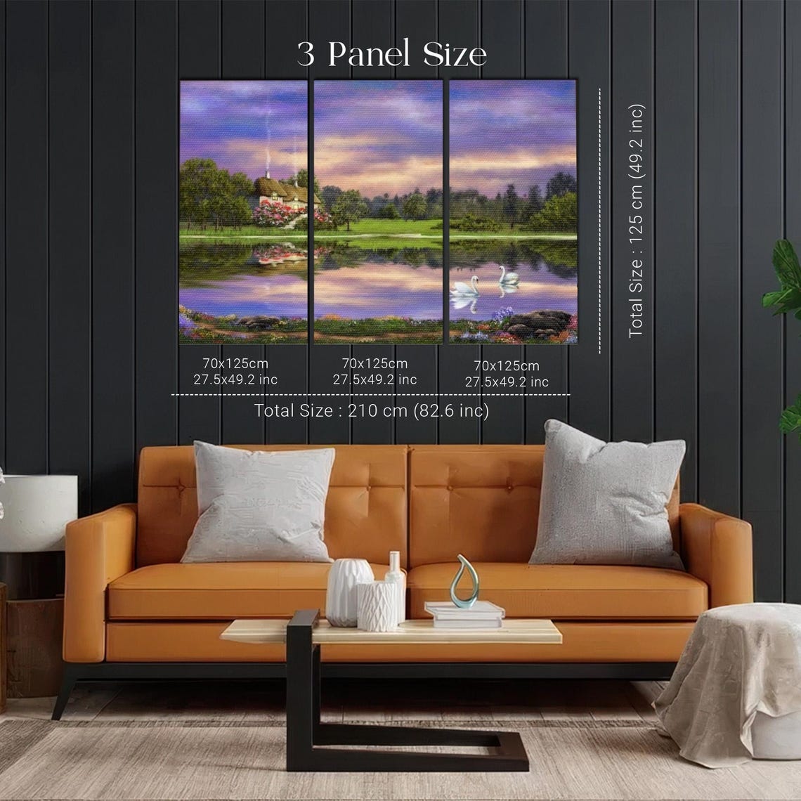 Lakeside Forest House Landscape Oil Painting Look Decorative Wall Art Nature Art Nature Print Nature Decor - Image 2