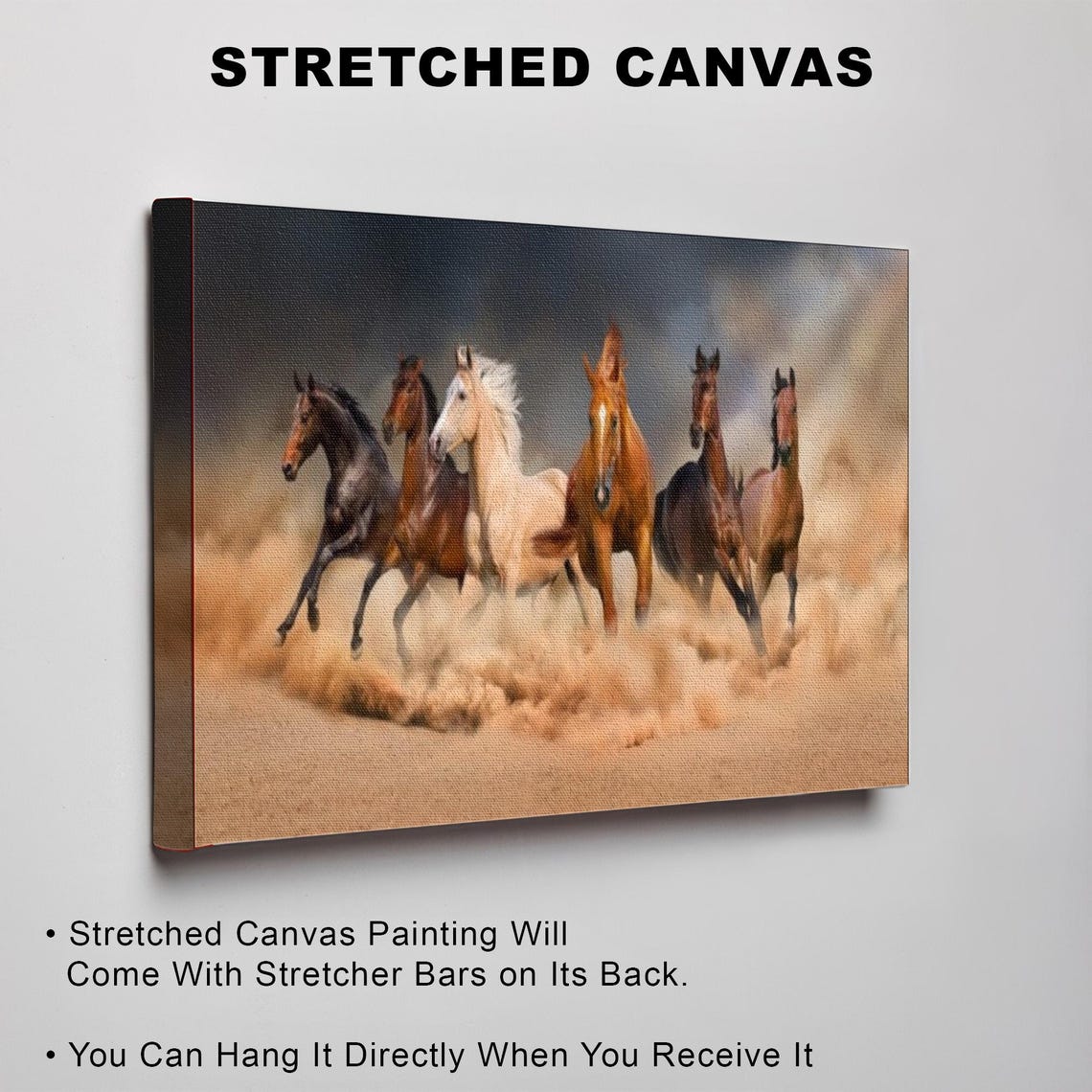 Galloping Horses Herd Kicking Up Dust Dramatic Fine Art Poster - Image 3