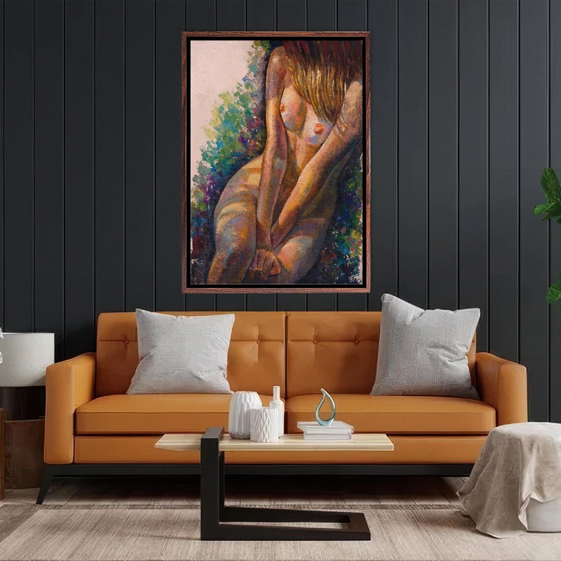 Seated Nude Woman in an Expressive Oil Painting Figure Study Poster - Image 2