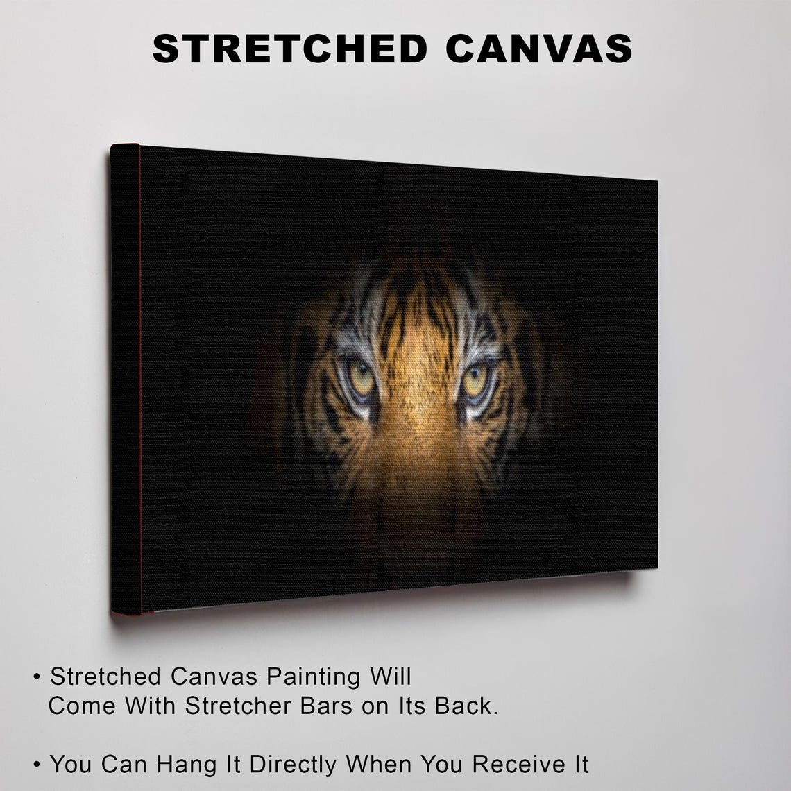 Tiger Eyes Emerging From Dark Dramatic Wildlife Portrait Poster - Image 3