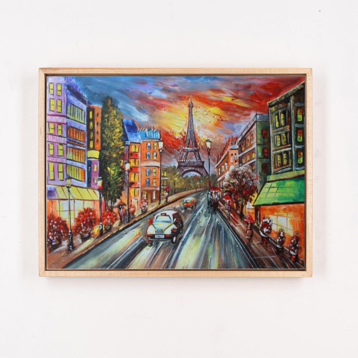 Paris Street at Sunset with the Eiffel Tower Glowing Ahead Poster - Image 4