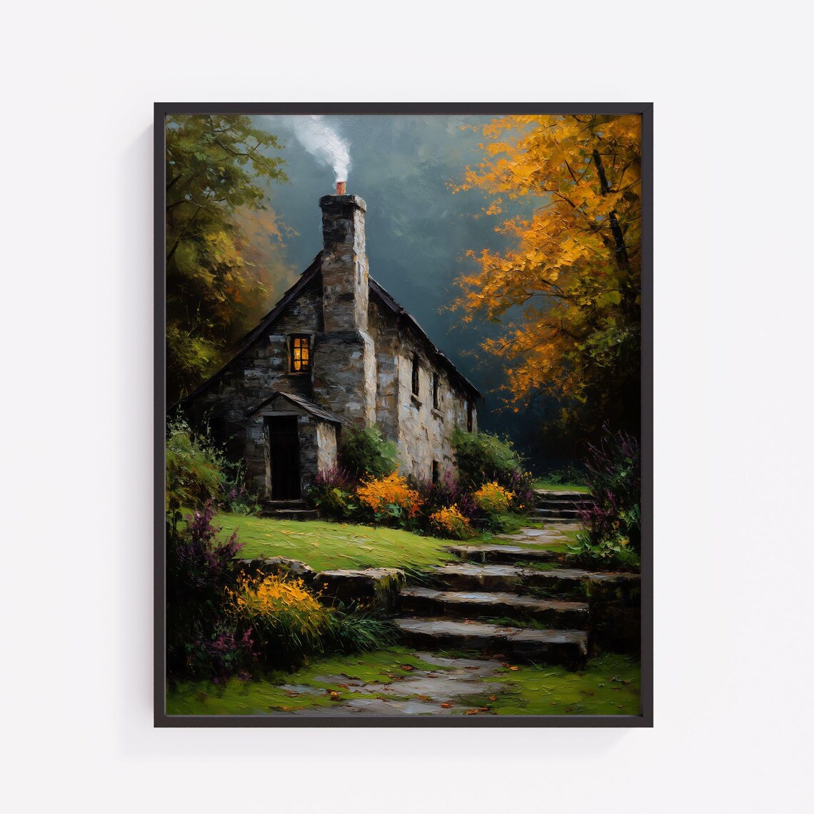 Autumn Cottage Vintage Home Decor Art Print