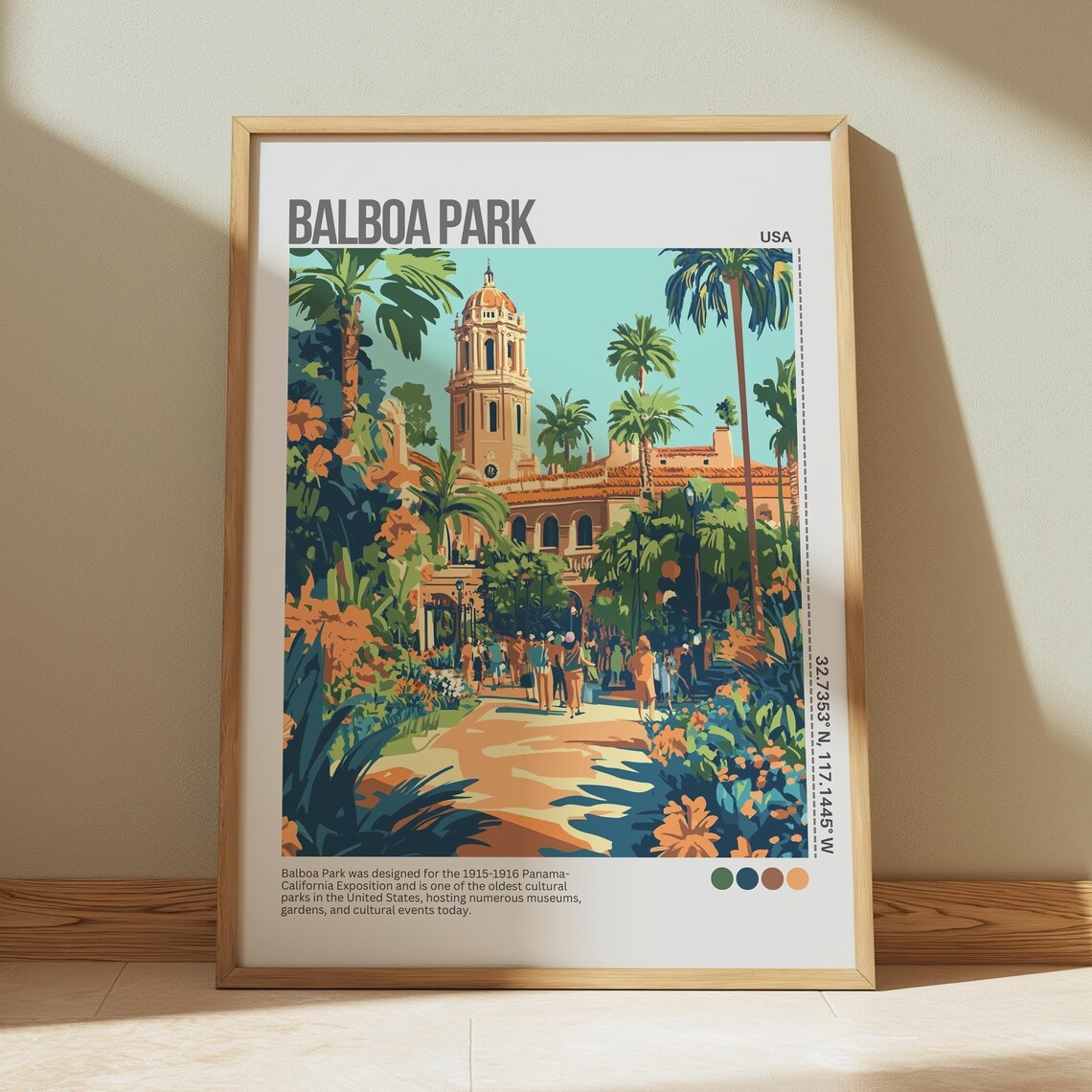 Balboa Park San Diego Spanish Gardens California Travel Poster