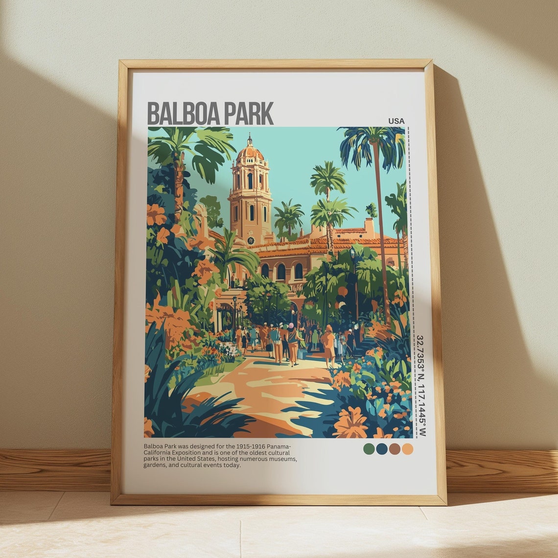 Balboa Park San Diego Travel Wall Art Balboa Park California Travel Poster San Diego Wall Art California Travel Poster Home Decor