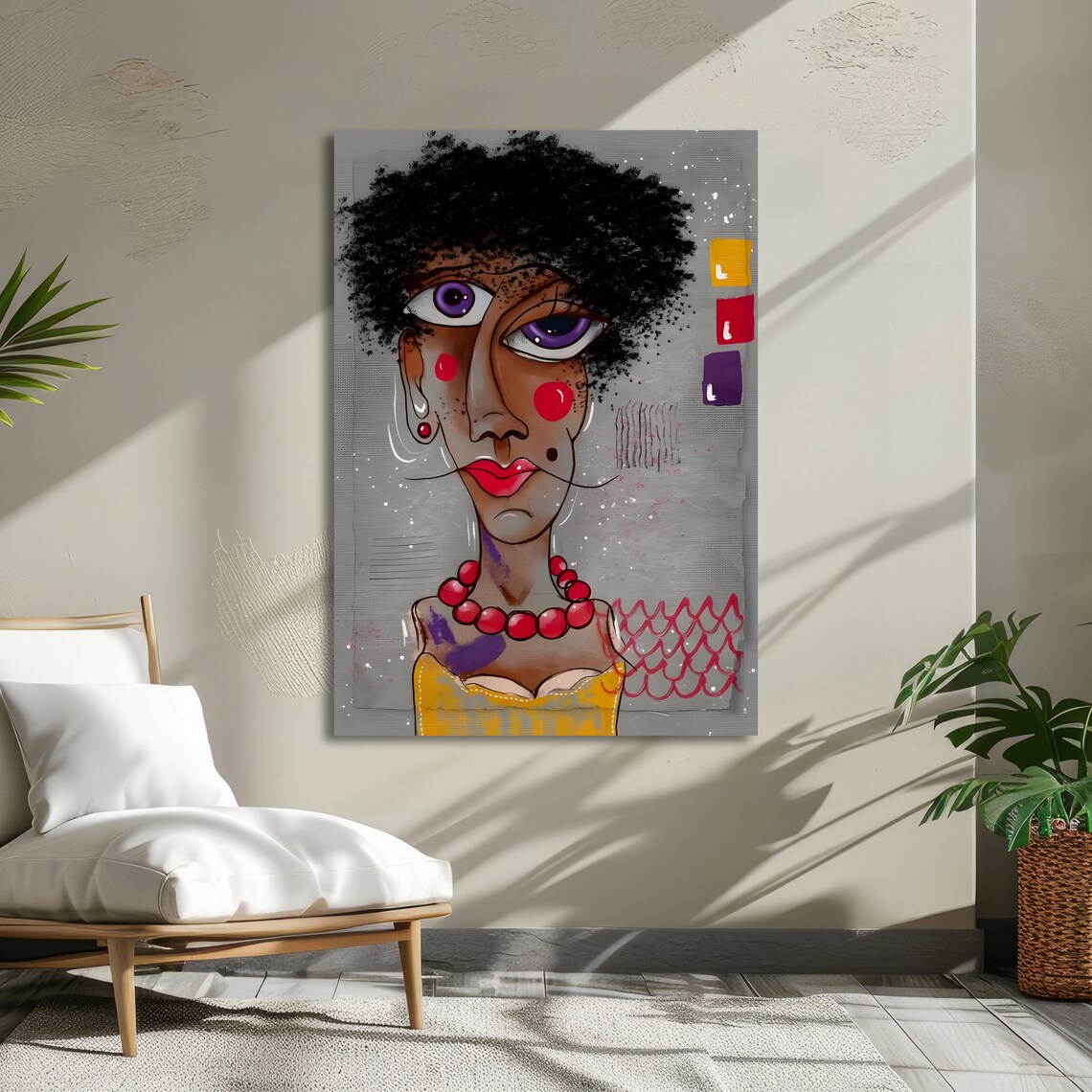 Funky Lilac Glimpse Abstract Woman Portrait Pop Art Style Poster - Image 5