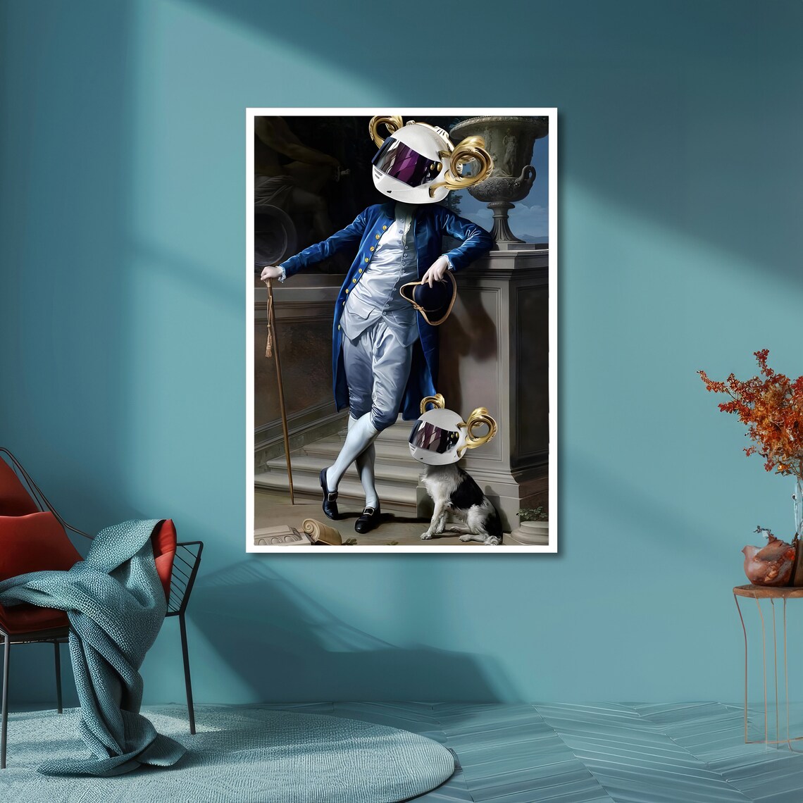 Renaissance Nobleman in Space Helmet Surreal Futuristic Poster - Image 6