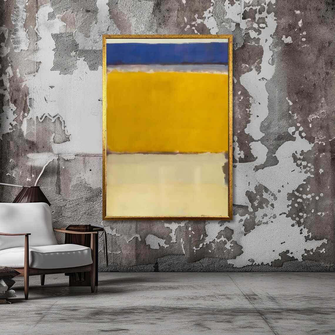 Radiant Golden Yellow Blue and Cream Rothko Style Abstract Poster - Image 3