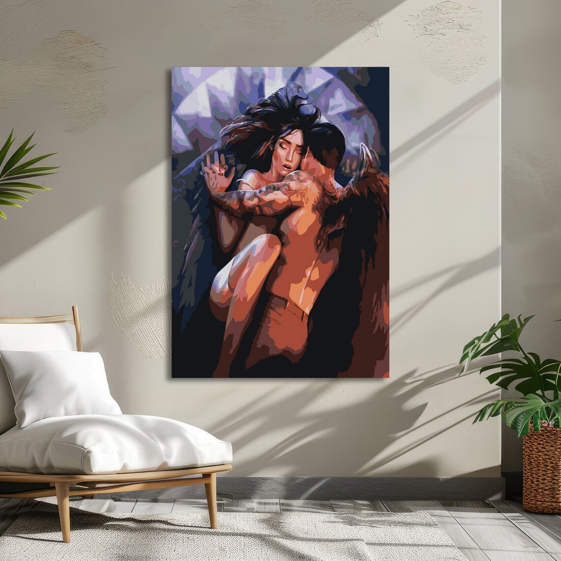 Sensual Lovers Embrace in Purple and Copper Tones Passion Art Poster - Image 5