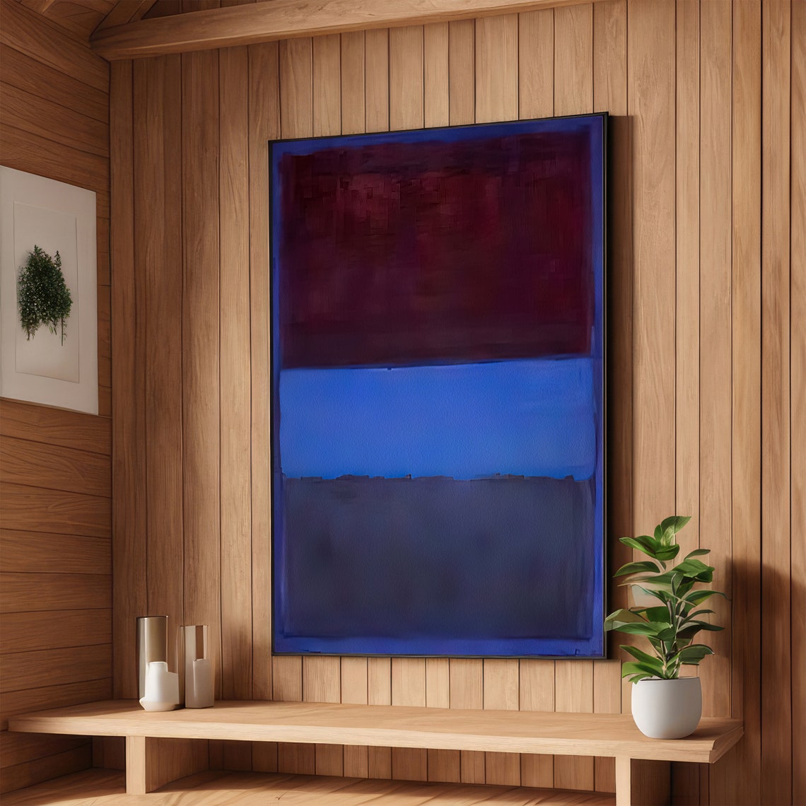 Maroon and Cobalt Blue Rothko Style Abstract Color Field Poster