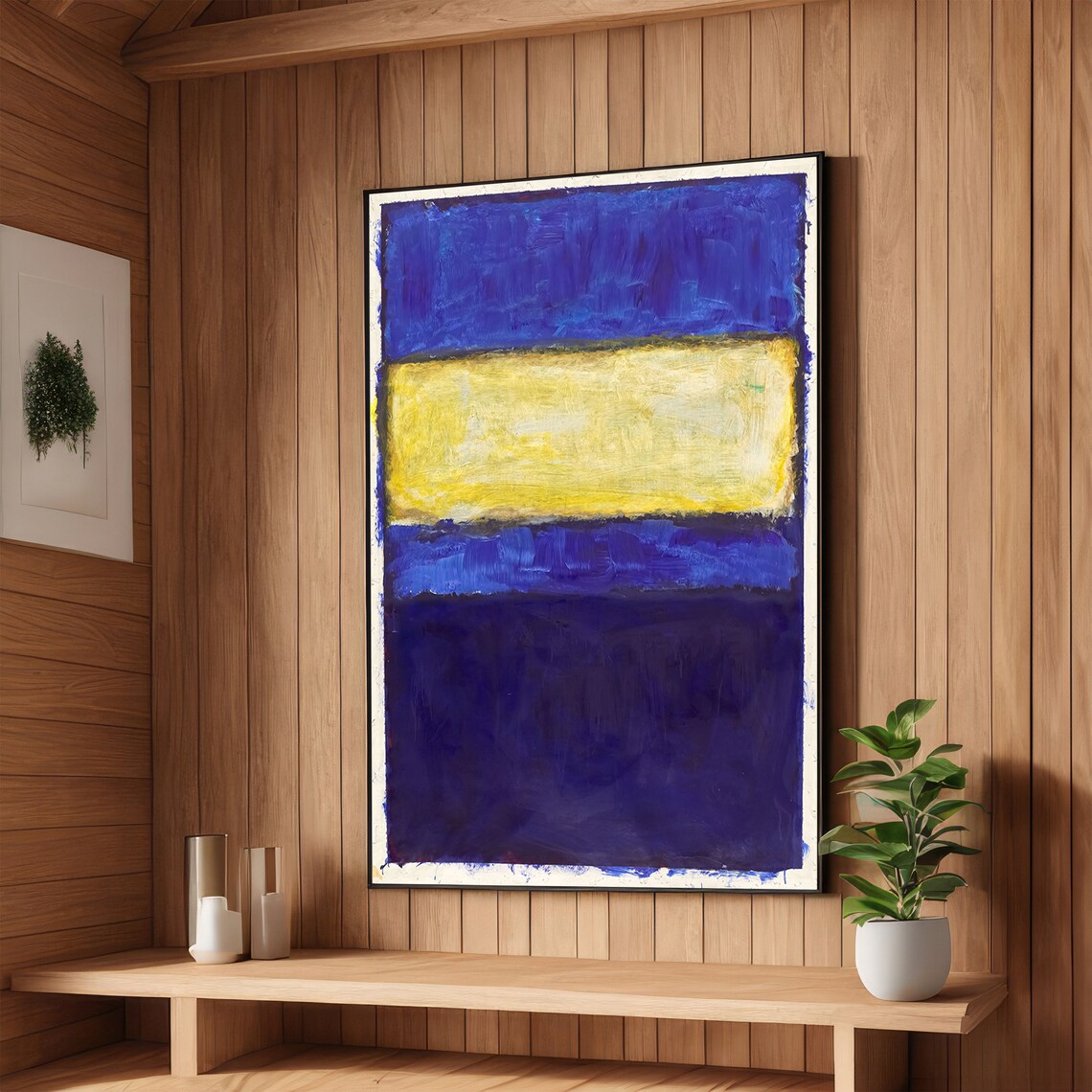 Deep Blue and Yellow Rothko-Inspired Color Field Artwork Poster