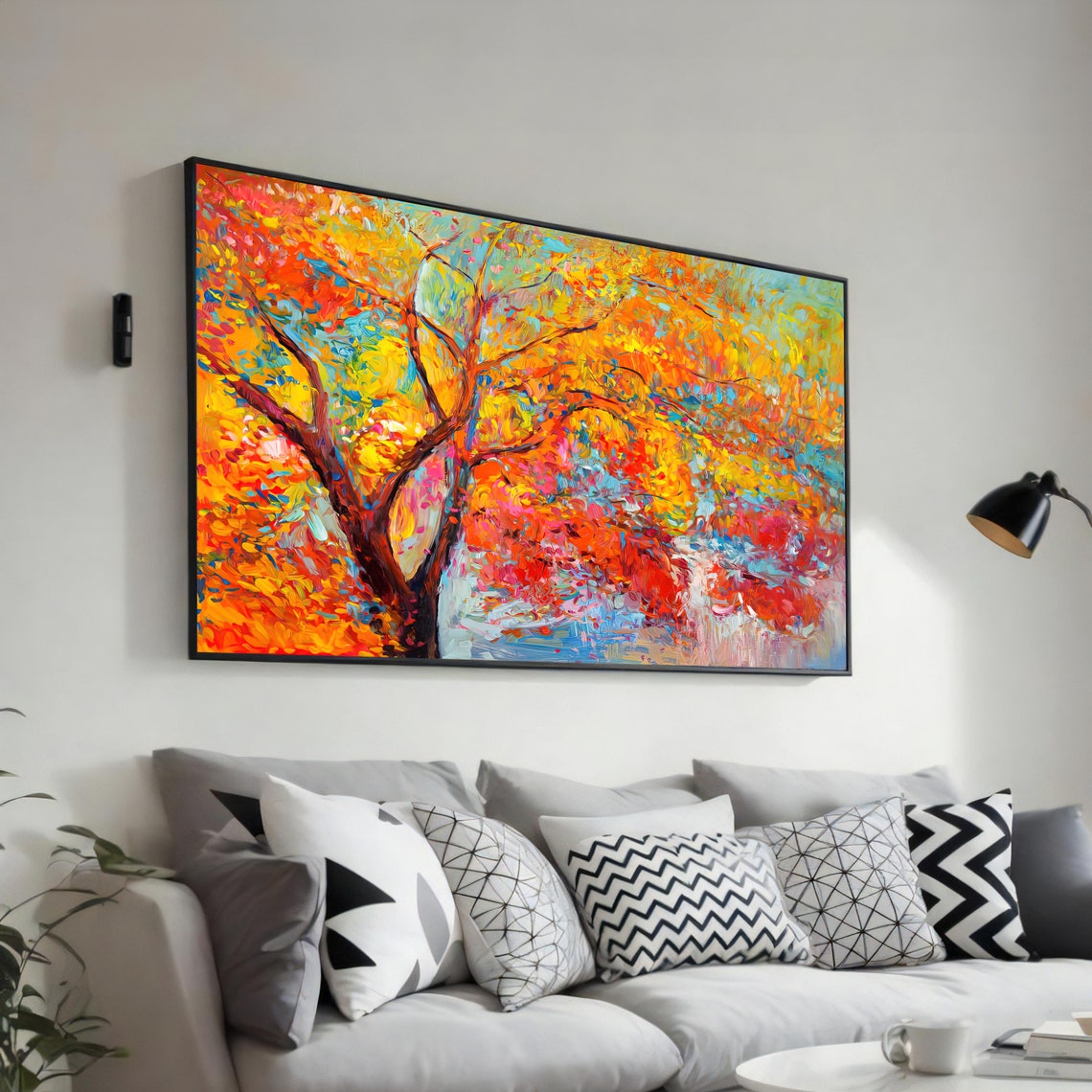 Autumn Blaze Vibrant Abstract Tree in Fall Foliage Colors Poster