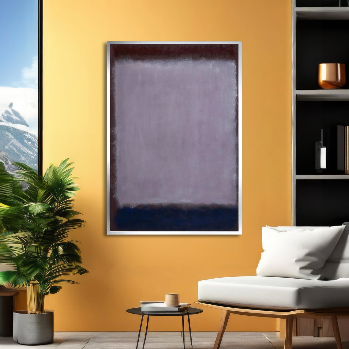 Muted Lavender Purple and Navy Rothko-Inspired Artwork Poster - Image 2