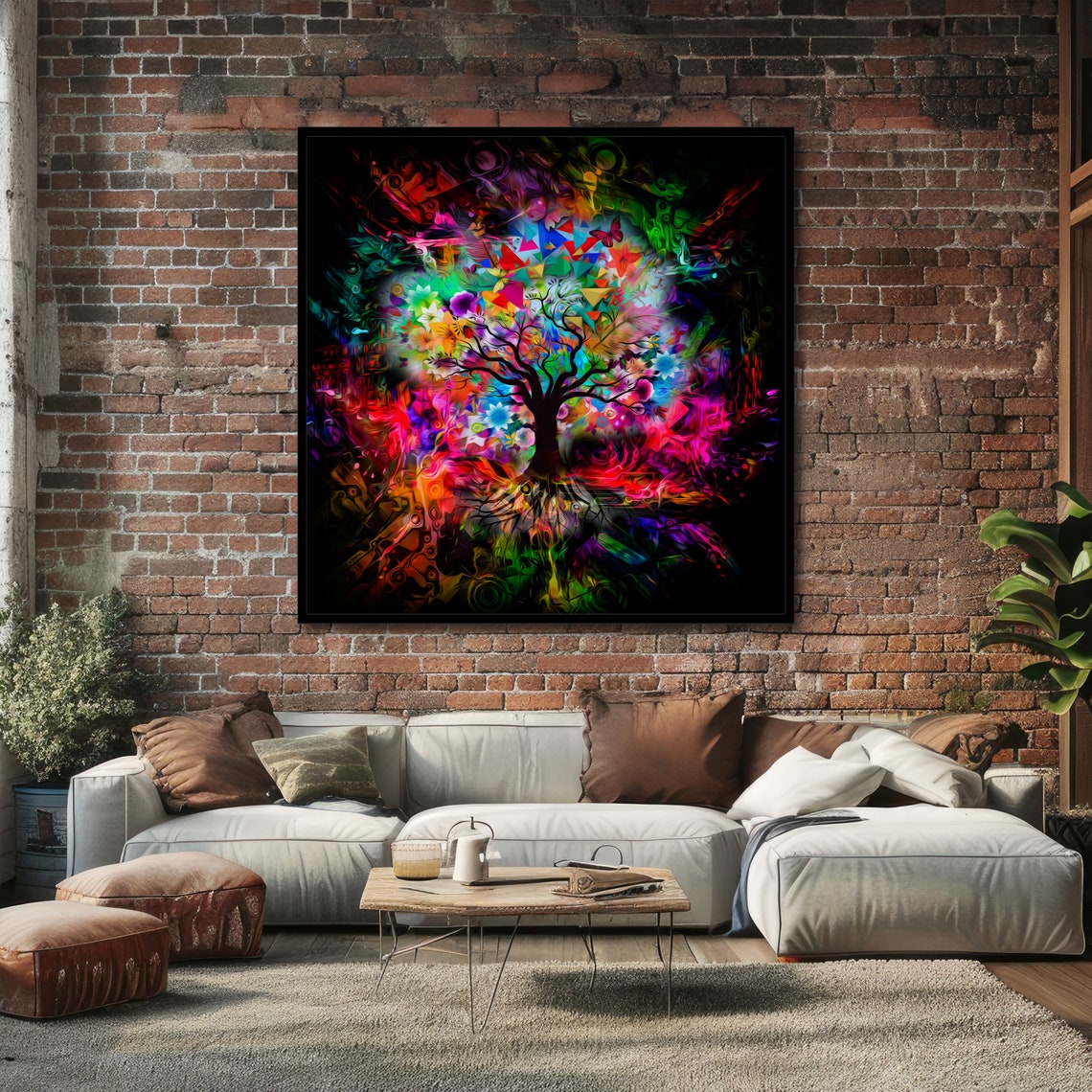 Vibrant Tree Of Life Colorful Nature Art Ready To Hang Wall Decor - Image 2