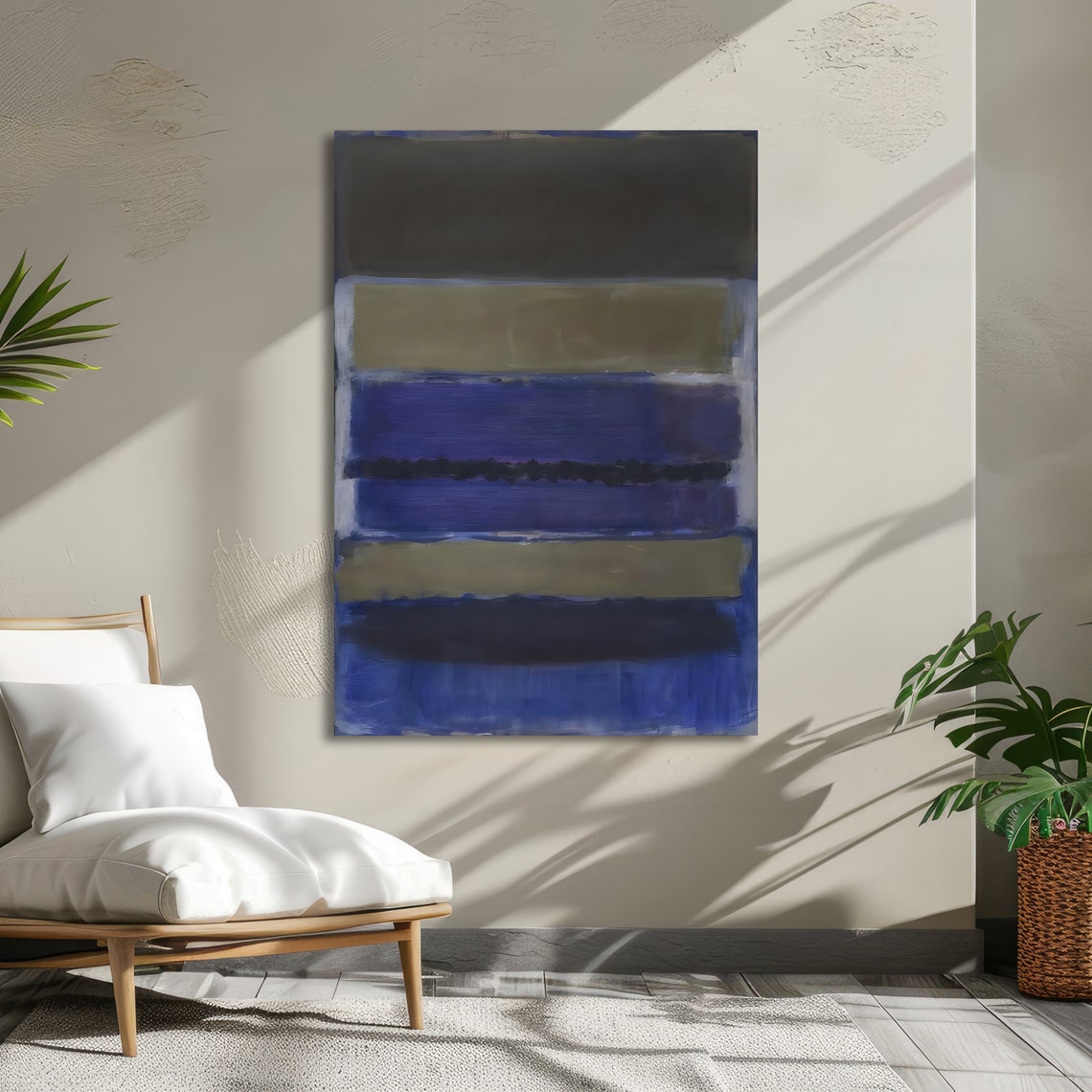 Blue and Gray Abstract Striped Color Field Modern Minimalist Poster - Image 5