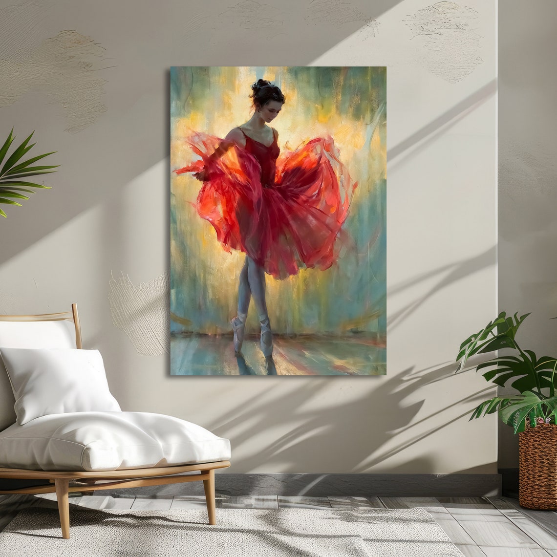 Ballerina in Red Tutu Impressionist Golden Dance Painting Poster - Image 5