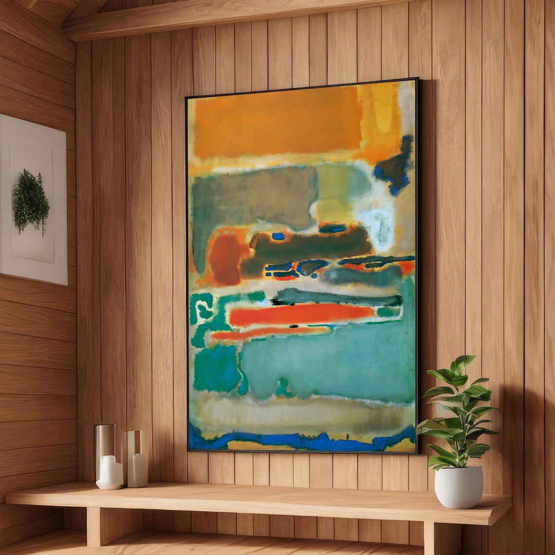 Vibrant Orange Teal And Blue Color Fields Rothko Inspired Art Modern Wall Decor Ready To Hang Abstract Expressionist