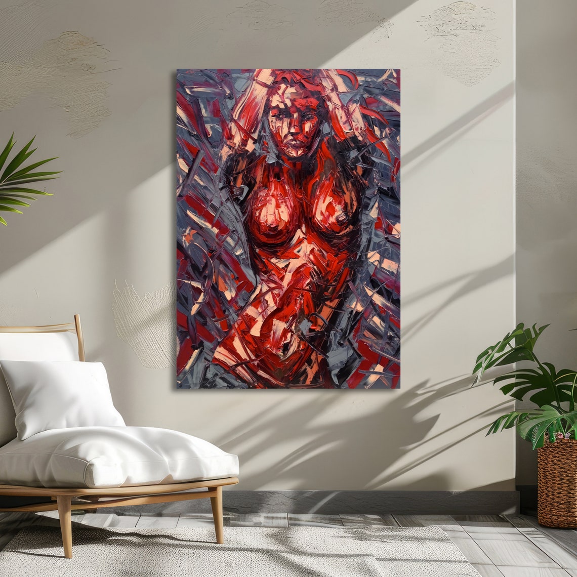 Red and Gray Abstract Woman with Red Censored Pop Art Poster - Image 5
