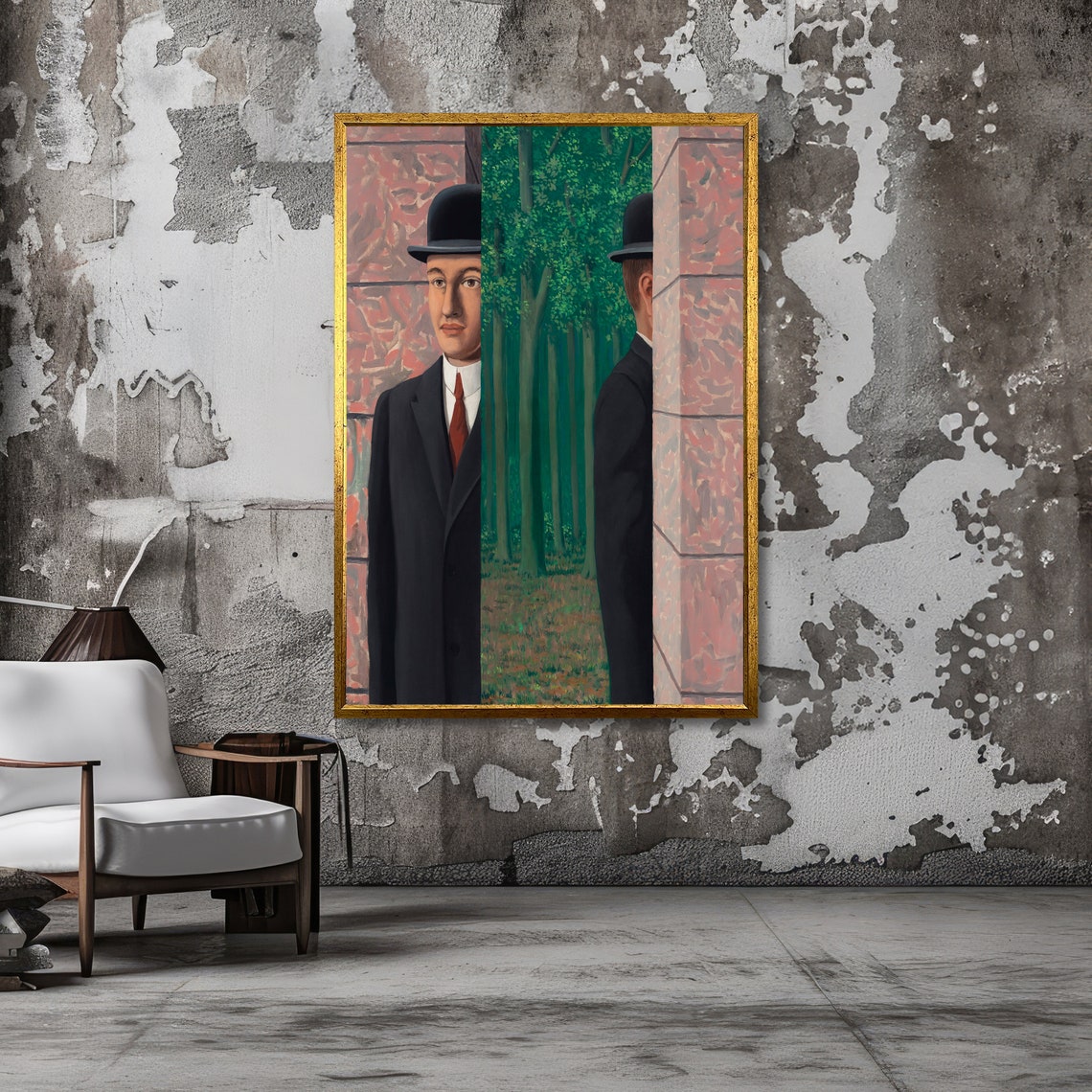 Magritte The Man in the Bowler Hat Split Portrait Surreal Poster - Image 3
