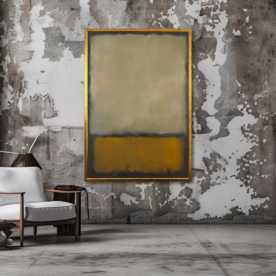 Warm Golden Yellow and Teal Grey Rothko Style Abstract Poster - Image 3