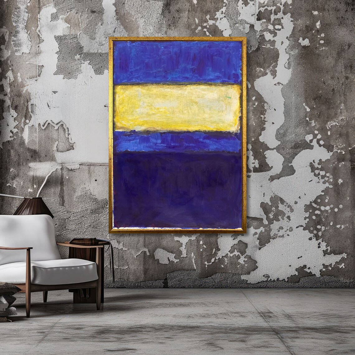 Deep Blue and Yellow Rothko-Inspired Color Field Artwork Poster - Image 4