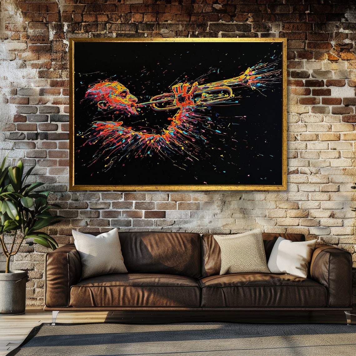 Colorful Jazz Trumpet Player Neon Splash Music Energy Poster - Image 3