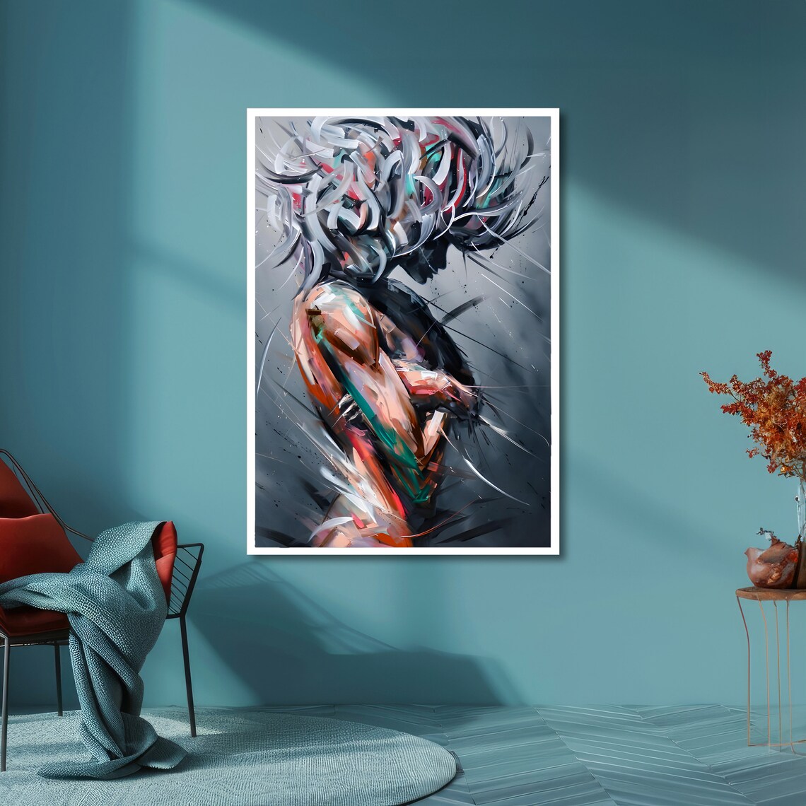 Abstract Woman With Flowing Colorful Hair in a Modern Art Poster - Image 6