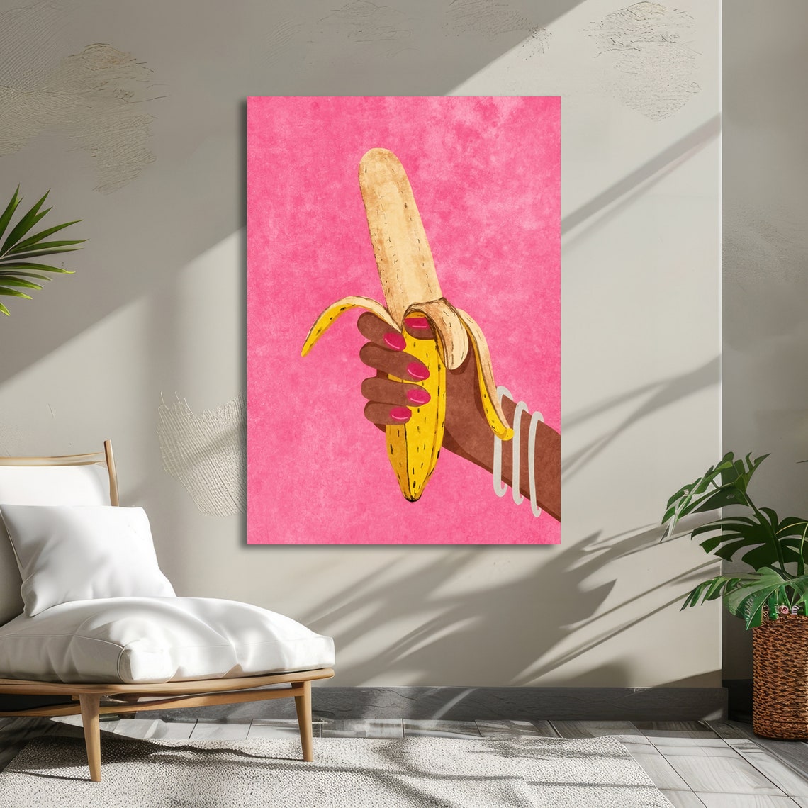 Banana Pop Art Bold Hand Holding Banana Fun Wall Decor Ready To Hang - Image 5
