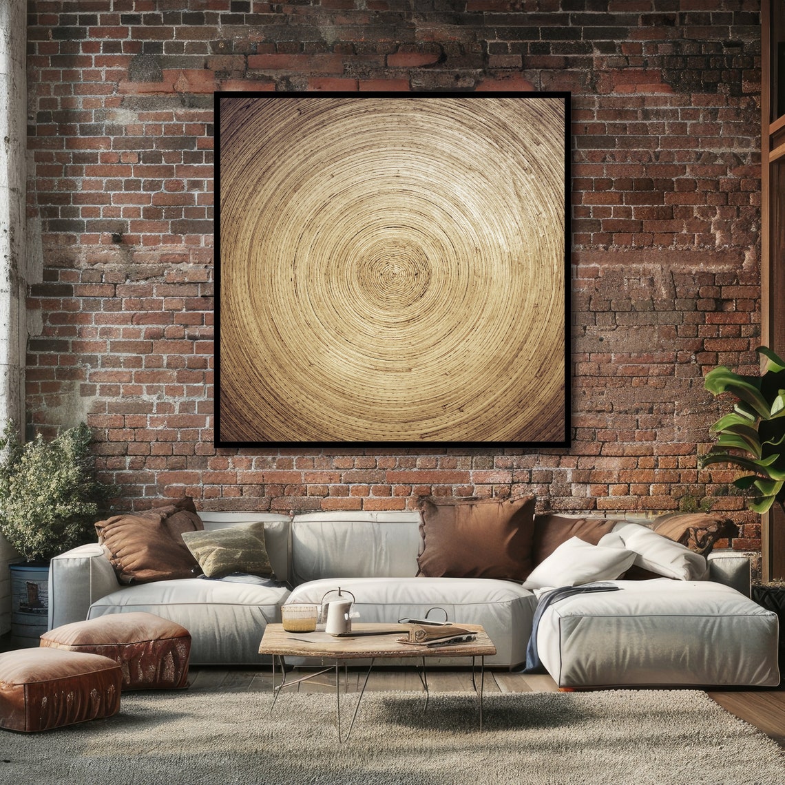 Concentric Spiral Circles Natural Rustic Wood Texture Art Poster - Image 4