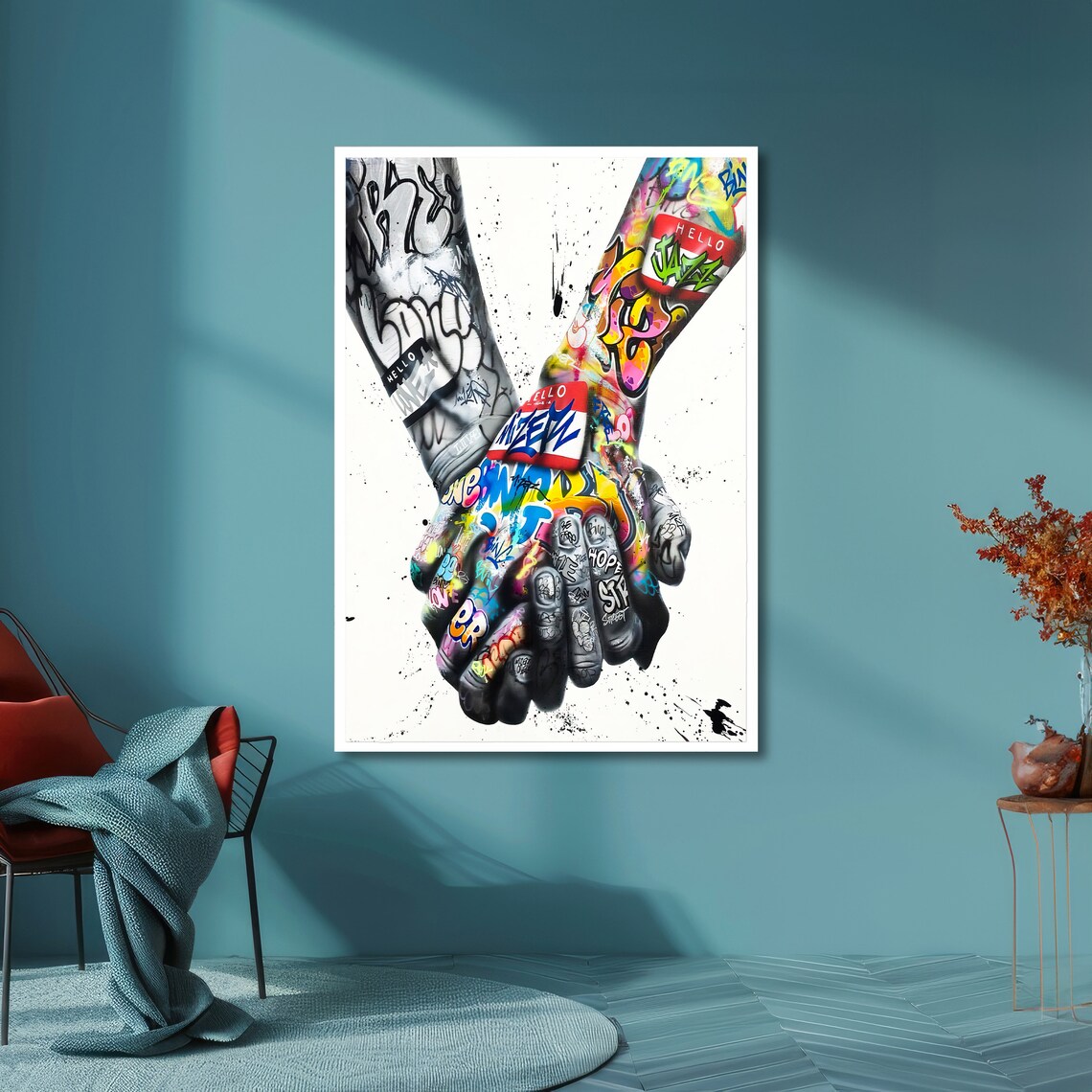 Graffiti Tattooed Hands Holding Hands Street Art Urban Unity Poster - Image 6