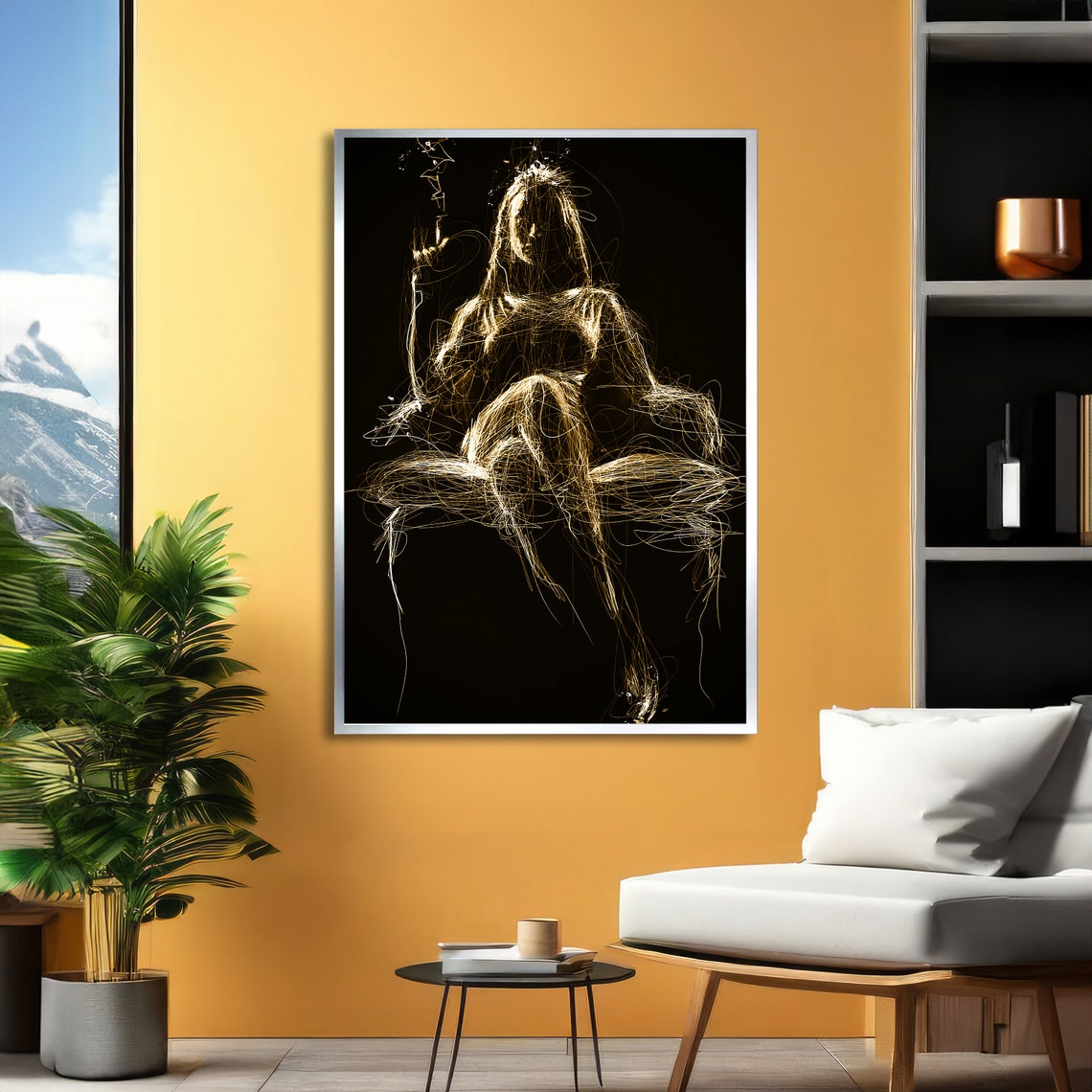 Golden Light Silhouette Woman Abstract Glowing Figure Poster - Image 5
