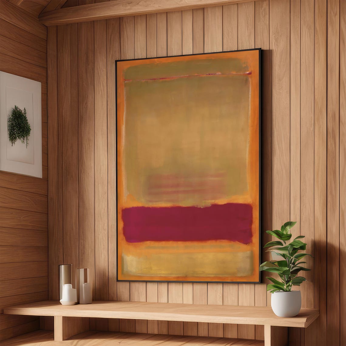 Abstract Expressionist Warm Yellow and Burgundy Color Fields Poster
