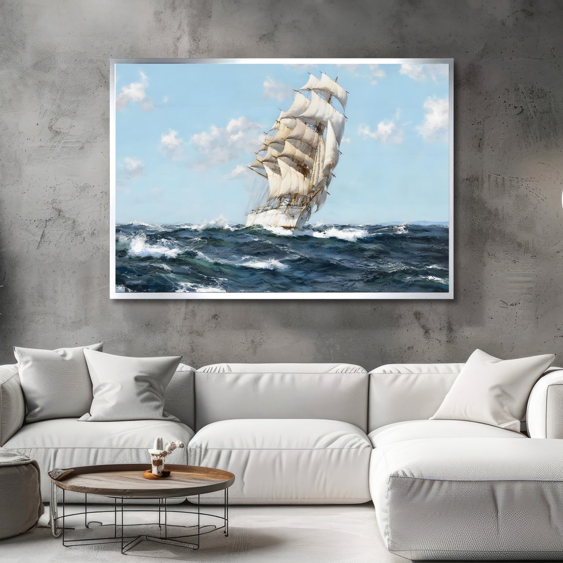 Sail Of Dreams Nautical Art Sailing Ship Painting Ocean Wall Decor Ready To Hang - Image 2