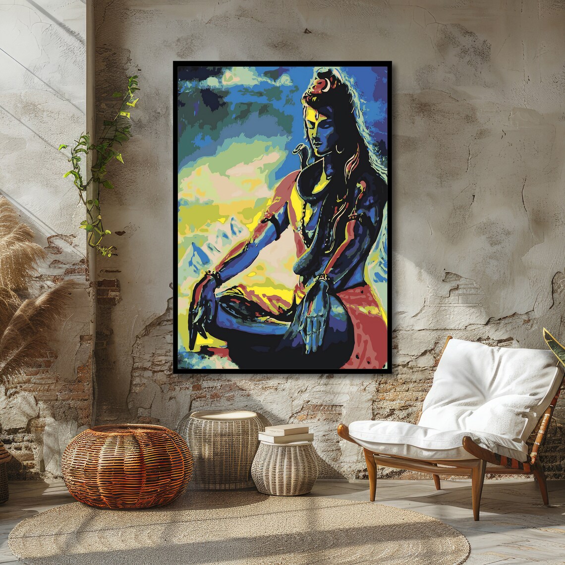 Meditating Shiva Colorful Hindu God Spiritual Pop Art Poster - Image 4