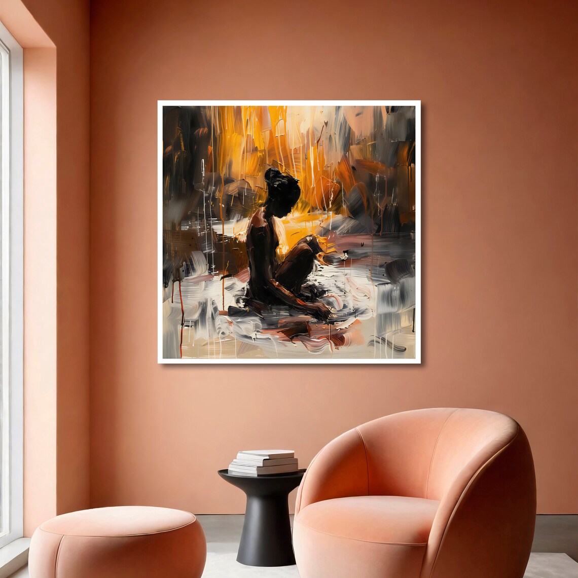 Abstract Emotional Silhouette of a Seated Woman Bold Art Poster - Image 6