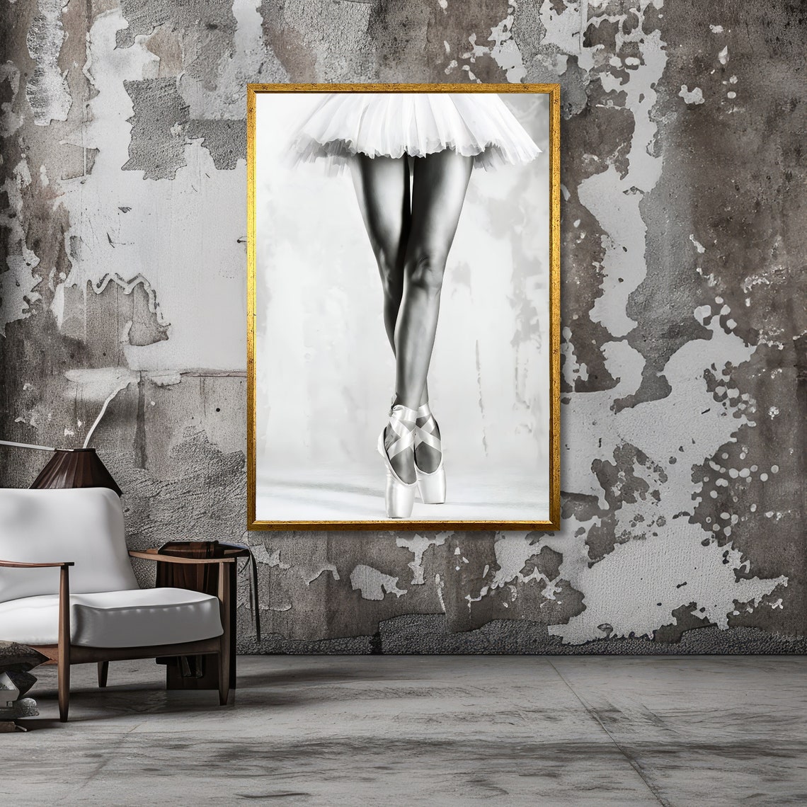 Ballerina En Pointe Legs White Tutu Monochrome Ballet Poster - Image 3