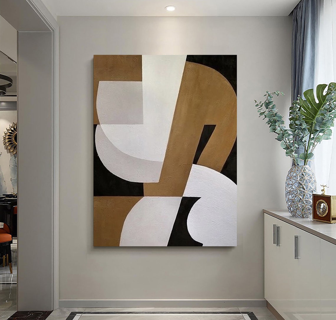 Brown And White Abstract Painting Black White Minimalist Painting On Modern Abstract Painting Neutral Art Work Wabi Sabi Wall Art - Image 3