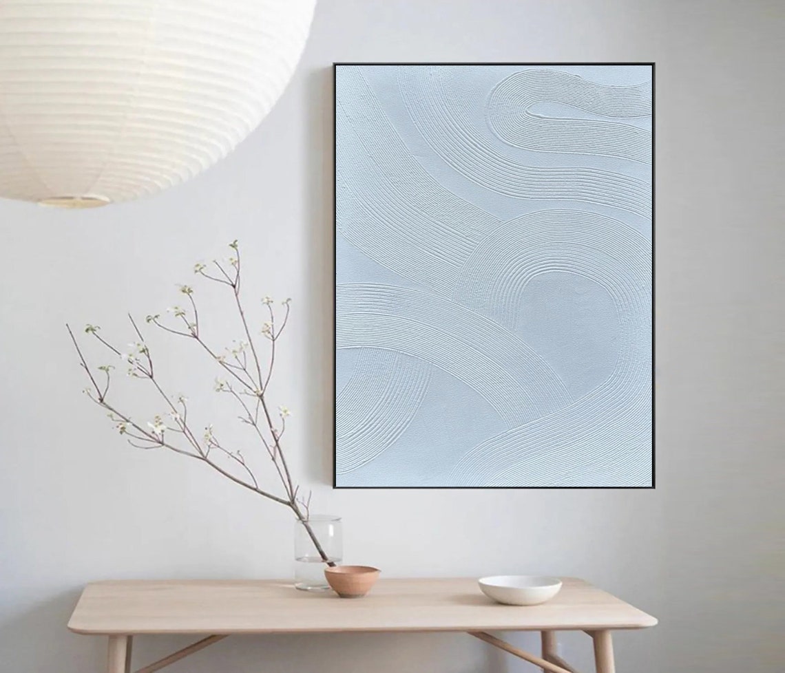 White Minimalist Abstract Oil Painting On Original White Textured Painting Large White Wall Art Wabi Sabi Large Abstract Wall Art - Image 2