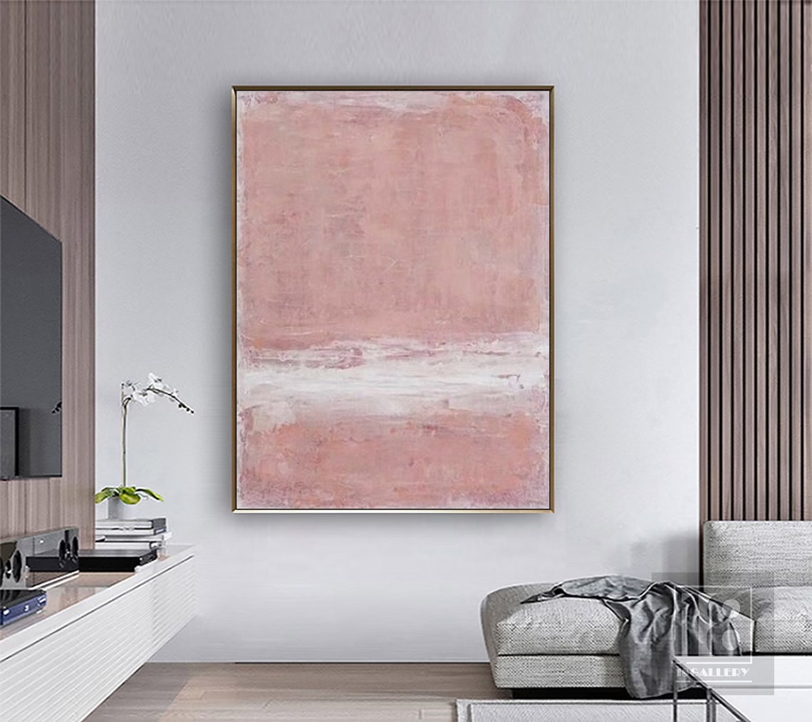 Pink Wabi Sabi Wall Art Pink White Abstract Painting Neutral Wall Decor Boho Textured Wall Art Pink Minimalist Painting Entrance Wall Art - Image 5