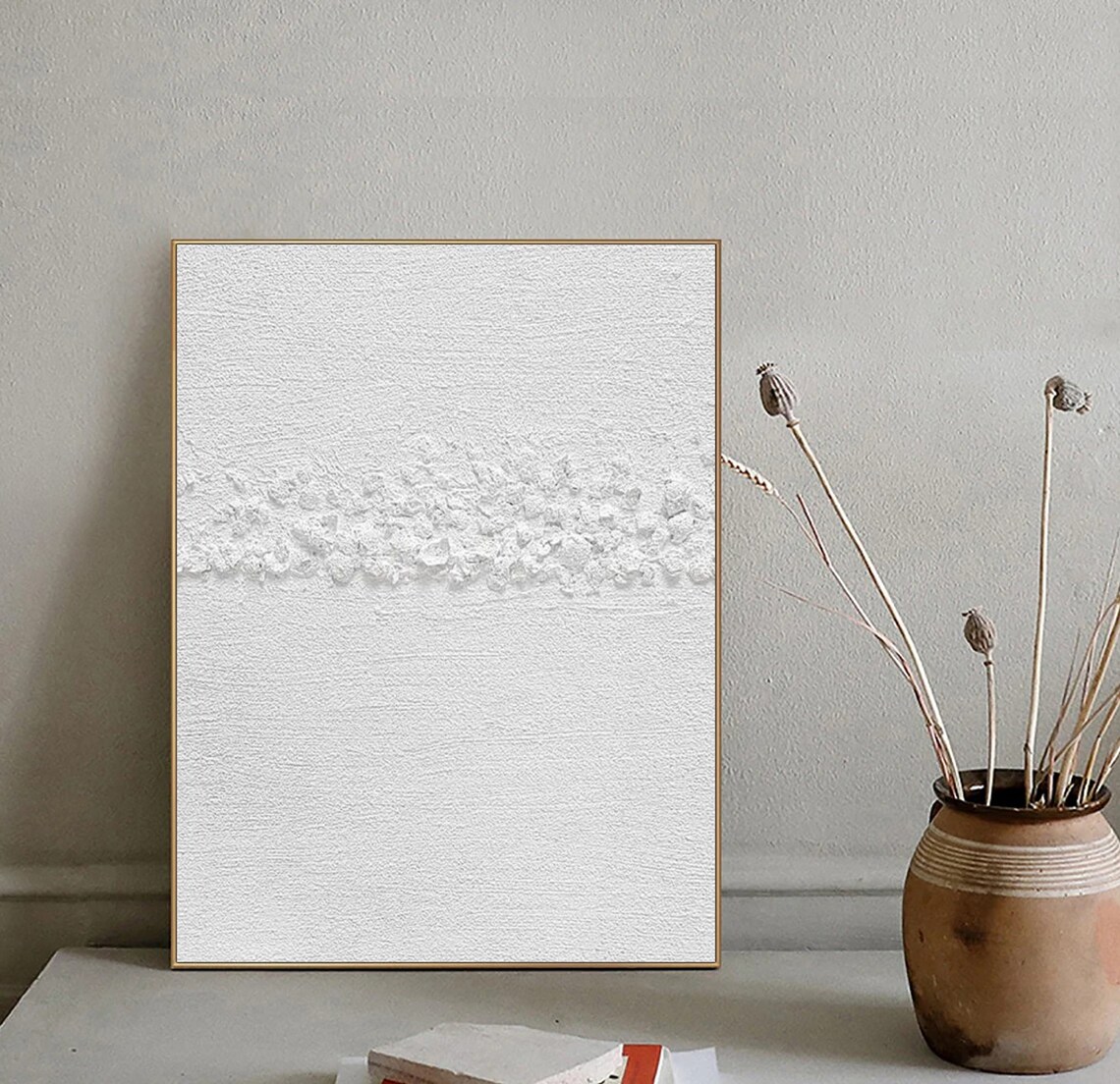 Nice White Minimalist Painting White 3d Textured Wall Art White Abstract Painting White Wabi Sabi Abstract Wall Art For Home Wall Decor - Image 5