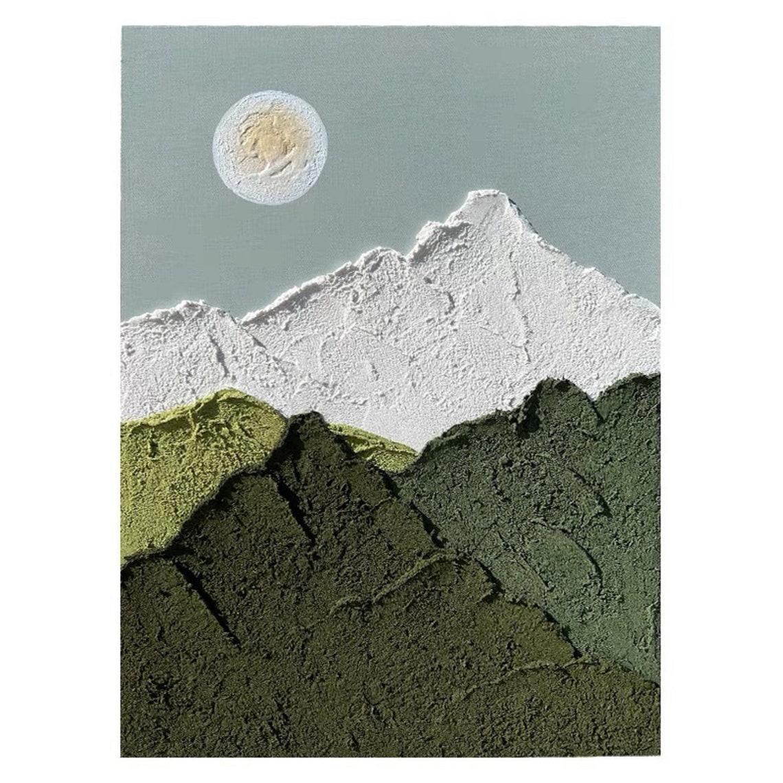 White 3d Texture Wall Art Large Abstract Art Green 3d Texture Abstract Painting Original Abstract Painting Neutral Art Painting - Image 3
