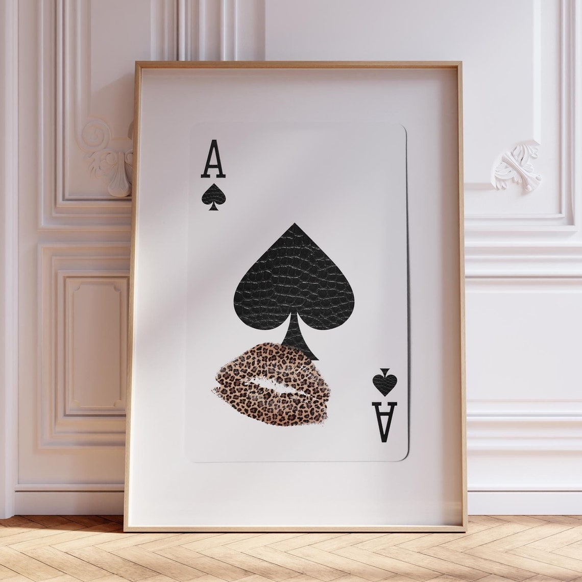 Leopard Wall Art Lipstick Kiss Print Playing Card Ace Of Spades Poster Prints Trendy