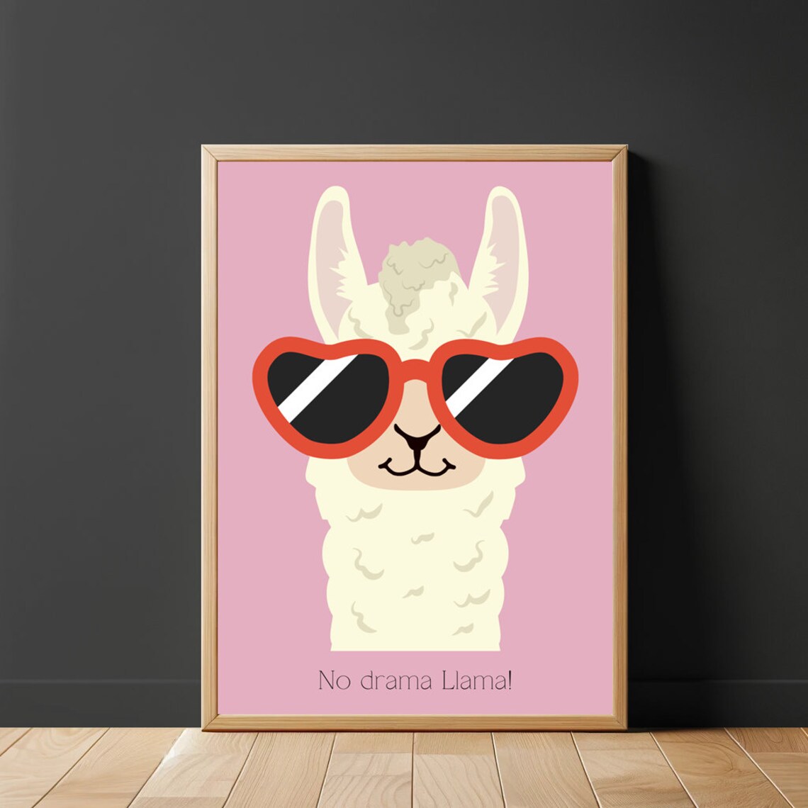 No Drama Llama Trendy Poster, Pink Bedroom Decor - Image 2