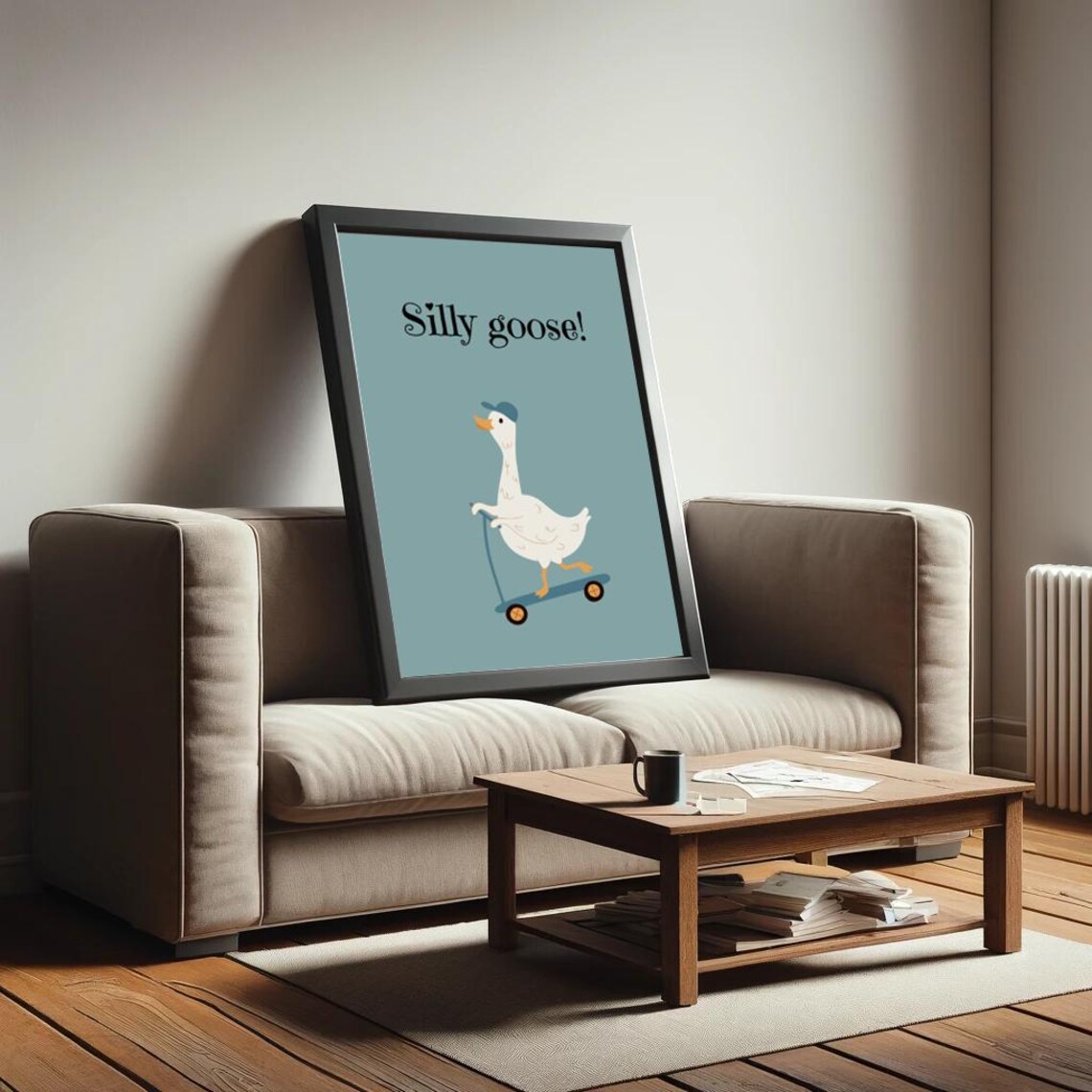 Silly Goose Funny Saying Retro Wall Art Print