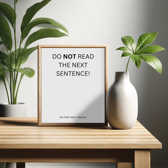 Do Not Read The Next Sentence Poster Funny Saying Retro Wall Art