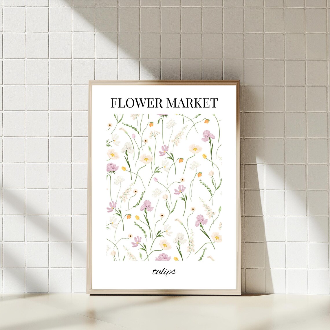 Flower Market Tulip Print Vintage Botanical Poster