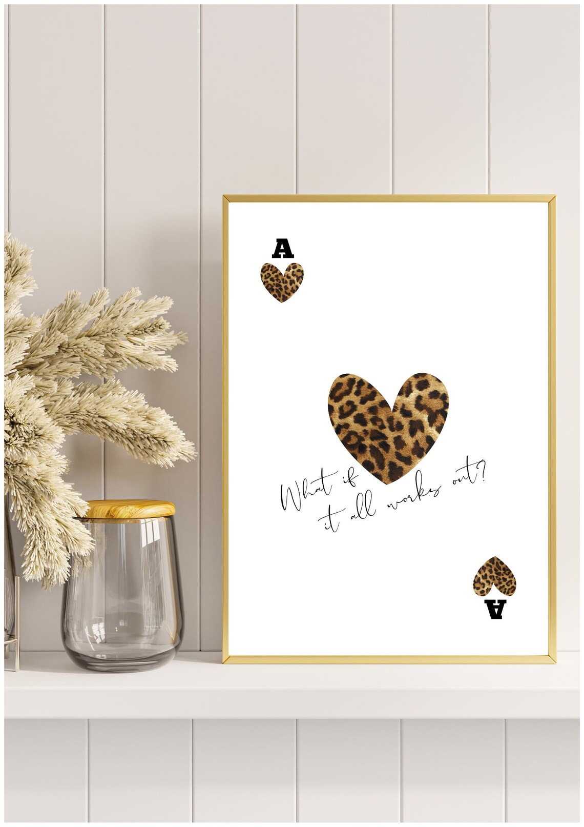 Leopard Print Heart Playing Card Art Print