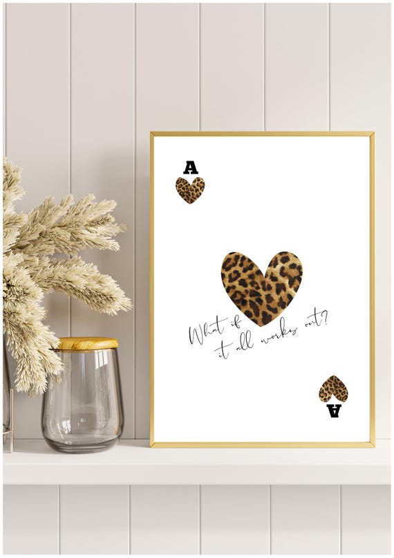 Leopard Print Heart Playing Card Art Print