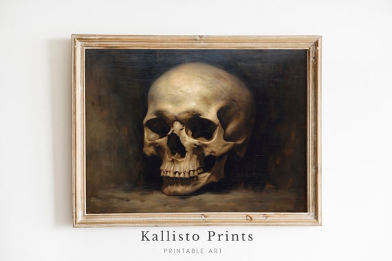 Halloween Decor Spooky Skull Moody Vintage Style Dark Academia